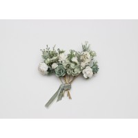  Set of  7 hair pins in  sage green white ivory color scheme. Flower bobby pins. Hair wedding accessories. Bridesmaid gift.  5391