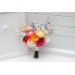Colorful Bridal Bouquet – Orange, Peach, Dusty Blue, Ivory, and Pink Faux Flowers