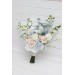 Dusty Blue, White & Blush Pink Bridal Bouquet | Faux Wedding Flowers
