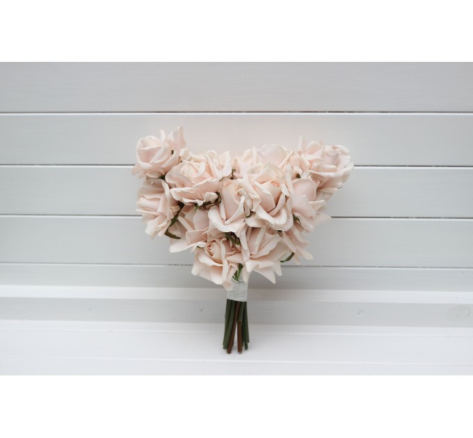 Blush Pink Real Touch Bridal Heart Bouquet | One-of-a-Kind Wedding Rose Bouquet