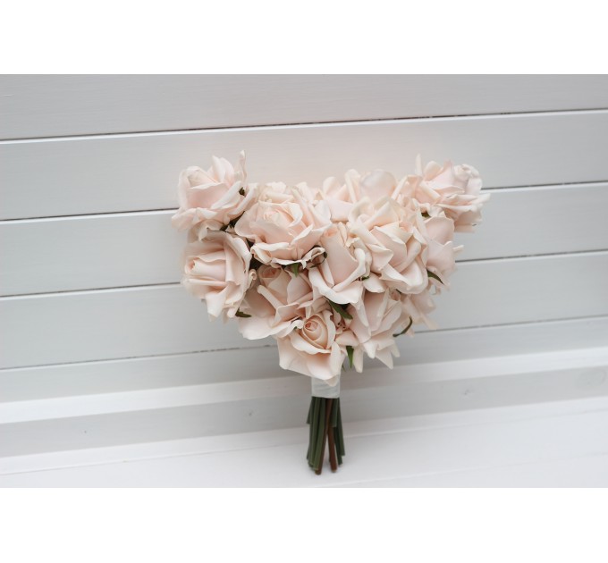 Blush Pink Real Touch Bridal Heart Bouquet | One-of-a-Kind Wedding Rose Bouquet