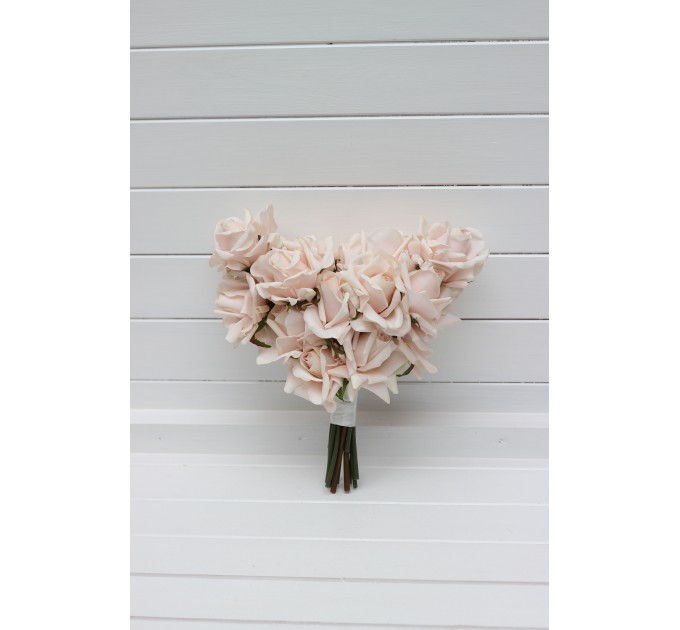 Blush Pink Real Touch Bridal Heart Bouquet | One-of-a-Kind Wedding Rose Bouquet