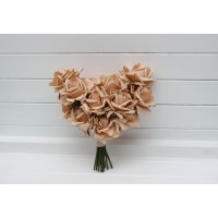 Real touch mocha mousse bridal bouquet. One-kind-flower bouquet. Rose wedding bouquet. Single color bouquet. Heart beige bouquet. 5395