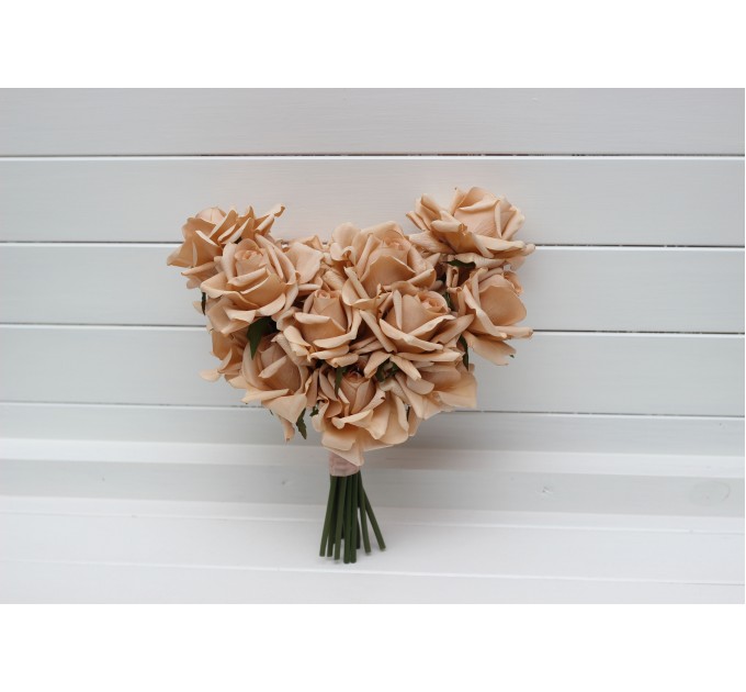 Real Touch Mocha Mousse Bridal Heart Bouquet | One-of-a-Kind Rose Wedding Bouquet