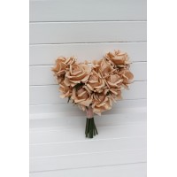 Real touch mocha mousse bridal bouquet. One-kind-flower bouquet. Rose wedding bouquet. Single color bouquet. Heart beige bouquet. 5395