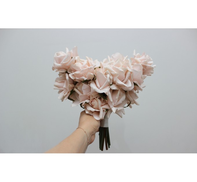 Blush Pink Real Touch Bridal Heart Bouquet | One-of-a-Kind Wedding Rose Bouquet