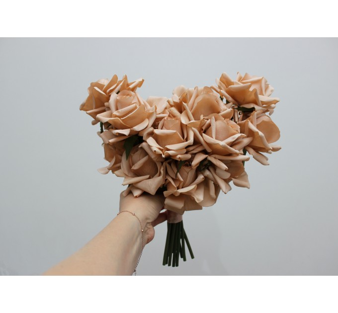 Real Touch Mocha Mousse Bridal Heart Bouquet | One-of-a-Kind Rose Wedding Bouquet