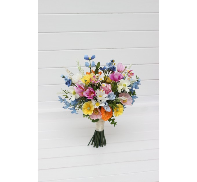 Wildflower Bouquet in Blue, White, Magenta, Yellow & Pink | Spring & Summer Wedding Flowers