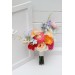 Colorful Bridal Bouquet – Orange, Peach, Dusty Blue, Ivory, and Pink Faux Flowers