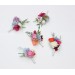 Colorful Wedding Boutonnieres in Orange, Peach, Dusty Blue, Ivory & Pink | Wildflower Buttonholes