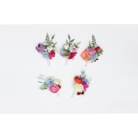 Colorful boutonnieres. Orange peach dusty blue ivory pink wedding accessories. Summer wedding . Wildflowers buttonholes. 5367