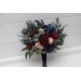 Wedding Bouquets in Burgundy, Navy Blue & Blush Pink | Large Bridal & Cascading Faux Flowers