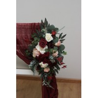 Aisle flowers in burgundy and blush pink color scheme. Chair flowers. Sign flowers. Marker flowers.  Flowers for wedding decor. 5036-1