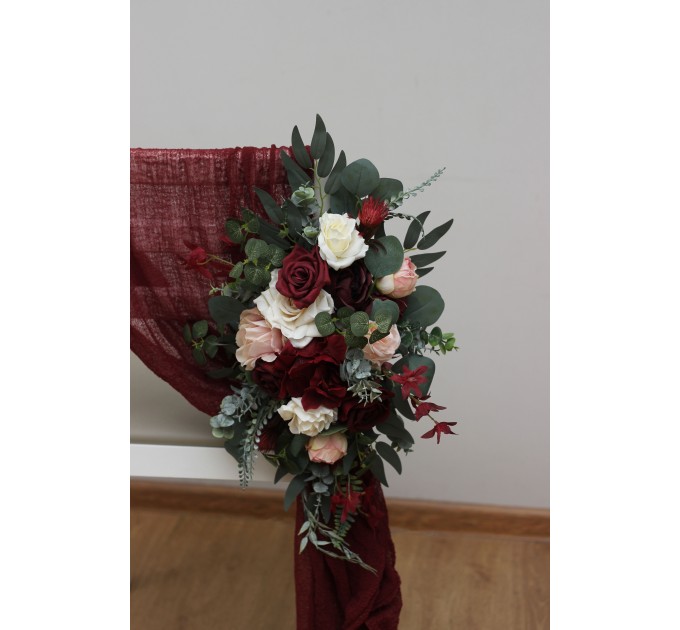 Aisle Flowers in Burgundy & Blush Pink | Wedding Chair & Marker Flowers
