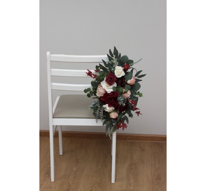 Aisle Flowers in Burgundy & Blush Pink | Wedding Chair & Marker Flowers