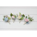 Wedding Boutonnieres in Green, Yellow, Pink & Dusty Blue | Floral Accessories