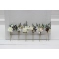 Set of 6 Hair Pins in White & Ivory | Winter Wedding Flower Hair Accessories