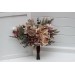 Wedding Bouquets in Beige, Brown, Mocha Mousse & Burgundy | Cascading Faux Bridal & Bridesmaid Bouquets