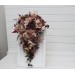 Wedding Bouquets in Beige, Brown, Mocha Mousse & Burgundy | Cascading Faux Bridal & Bridesmaid Bouquets