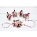 Wedding Boutonnieres & Wrist Corsages in Beige, Brown, Mocha & Burgundy | Prom Flower Accessories