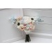 Dusty Blue, Blush Pink, White, and Beige Faux Flower Bridal Bouquet