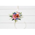 Colorful Wrist Corsage in Blue, White, Magenta, Yellow, Orange & Pink | Wildflower Prom & Wedding Accessories