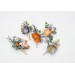 Colorful Wedding Boutonnieres in Peach, Dusty Blue, Ivory & Orange | Flower Accessories