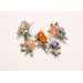 Colorful Wedding Boutonnieres in Peach, Dusty Blue, Ivory & Orange | Flower Accessories