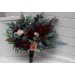 Wedding Bouquets in Burgundy, Navy Blue & Blush Pink | Large Bridal & Cascading Faux Flowers