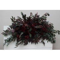  Flower arch arrangement in moody burgundy colors.  Arbor flowers. Floral archway. Faux flowers for wedding arch. 5230