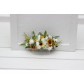 Flower Comb with Sunflowers in White & Yellow | Rustic Wedding Hair Accessories