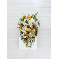 Cascade sunflower bridal bouquet. Faux flowers.Fall rustic wedding . Bridesmaid bouquet. 5237