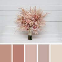 Pampas grass bouquet with beige blush pink flowers. Bridal faux bouquet for a boho wedding. Bridesmaid bouquet. 5143
