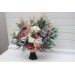 Ivory, Dusty Blue & Dusty Rose Bridal & Bridesmaid Bouquets with Pampas Grass | Boho Faux Wedding Flowers
