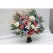 Ivory, Dusty Blue & Dusty Rose Bridal & Bridesmaid Bouquets with Pampas Grass | Boho Faux Wedding Flowers