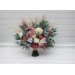 Ivory, Dusty Blue & Dusty Rose Bridal & Bridesmaid Bouquets with Pampas Grass | Boho Faux Wedding Flowers