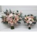 Blush Pink Wedding Bouquets with Eucalyptus | Bridal & Bridesmaid Faux Bouquets