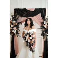 Cascading bouquet. Wedding bouquets in dusty rose black cinnamon white colors. Bridal bouquet. Faux bouquet. Bridesmaid bouquet. Gothic black wedding bouquet. 5203