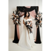  Flower arch arrangement in dusty rose black cinnamon white colors.  Arbor flowers. Floral archway. Faux flowers for wedding arch. 5203