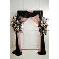 Flower Arch Arrangement in Dusty Rose, Black, Cinnamon & White | Wedding Arbor Flowers