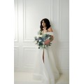 Wedding Bouquets in Dusty Blue & White | Cascading Bridal & Bridesmaid Faux Bouquets
