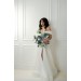 Wedding Bouquets in Dusty Blue & White | Cascading Bridal & Bridesmaid Faux Bouquets