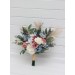 Ivory, Dusty Blue & Dusty Rose Bridal & Bridesmaid Bouquets with Pampas Grass | Boho Faux Wedding Flowers