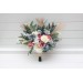 Ivory, Dusty Blue & Dusty Rose Bridal & Bridesmaid Bouquets with Pampas Grass | Boho Faux Wedding Flowers