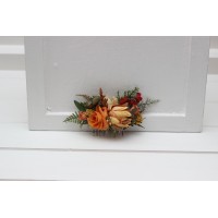 Flower combs in orange rust color scheme. Wedding accessories for hair. Bridal hair clip. Bridesmaid floral comb. 5213