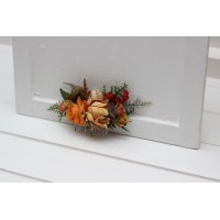 Flower combs in orange rust color scheme. Wedding accessories for hair. Bridal hair clip. Bridesmaid floral comb. 5213