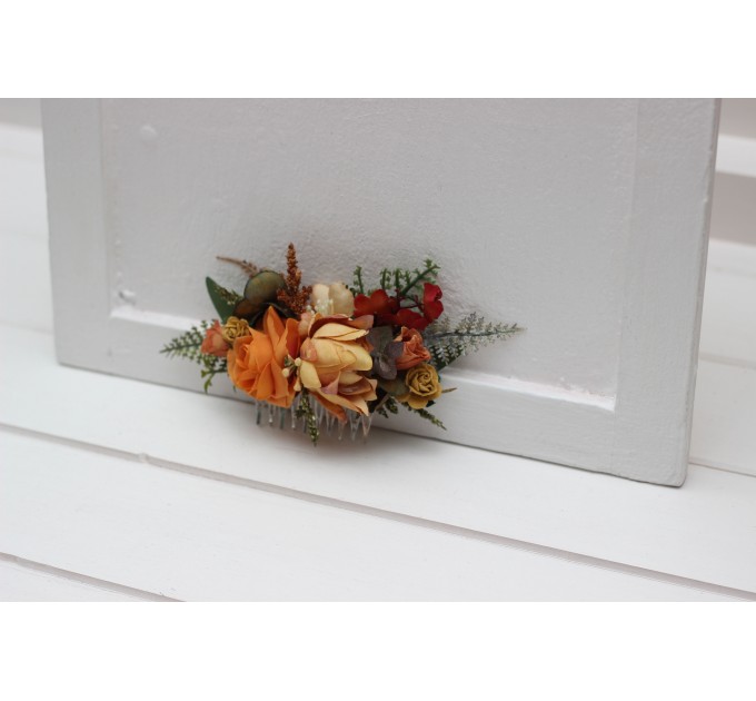 Flower Combs in Orange & Rust | Bridal Hair Accessories & Bridesmaid Floral Combs