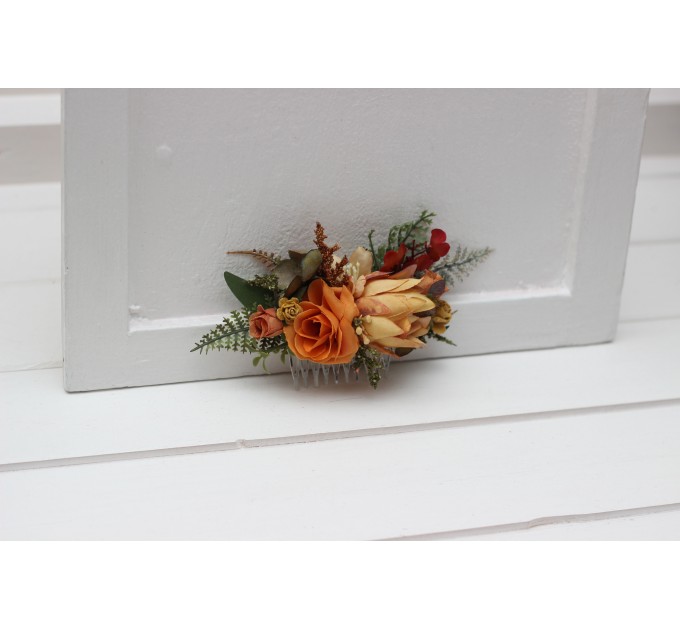 Flower Combs in Orange & Rust | Bridal Hair Accessories & Bridesmaid Floral Combs