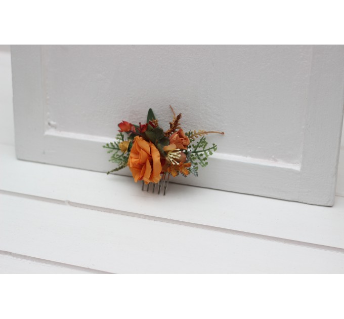 Flower Combs in Orange & Rust | Bridal Hair Accessories & Bridesmaid Floral Combs