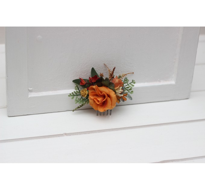 Flower Combs in Orange & Rust | Bridal Hair Accessories & Bridesmaid Floral Combs